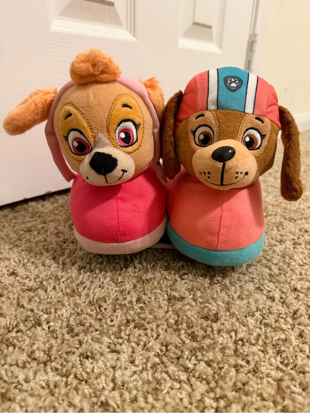 Paw Patrol Kids Plush Slippers in Pink, Coral and Teal Girls Size 11/12